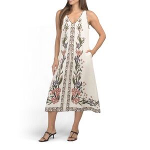 Max Studio Cream Sleeveless V-Neck Sundress